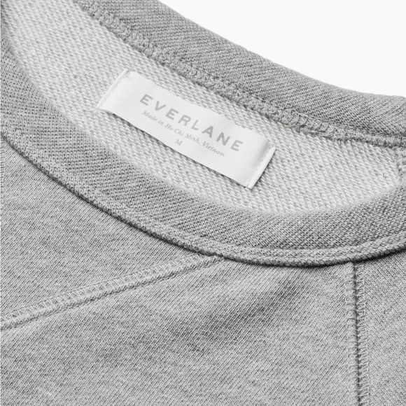 Everlane Unisex French Terry Sweatshirt Crew Neck Raglan Heather Grey XXS - Picture 2 of 11